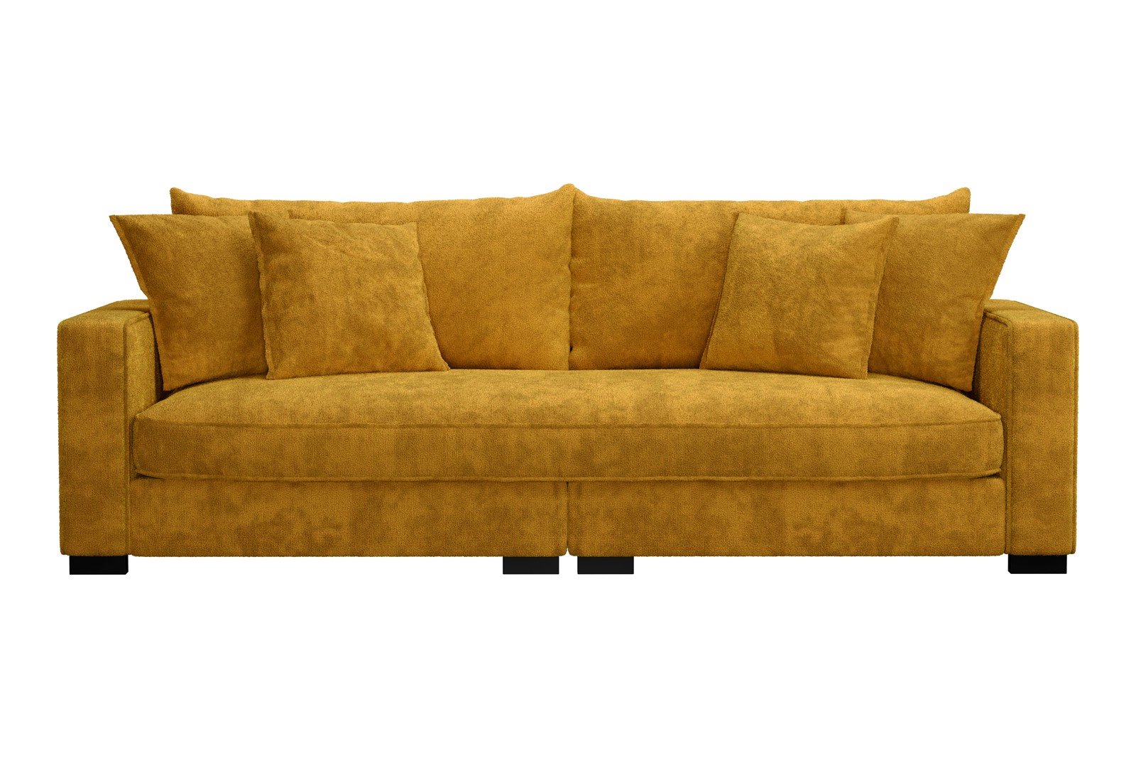 Rossi 3-seter sofa (1 setepute) Tekstil Genesis 10 Golden Yellow, arm B med sorte ben. Std. Komfort.
