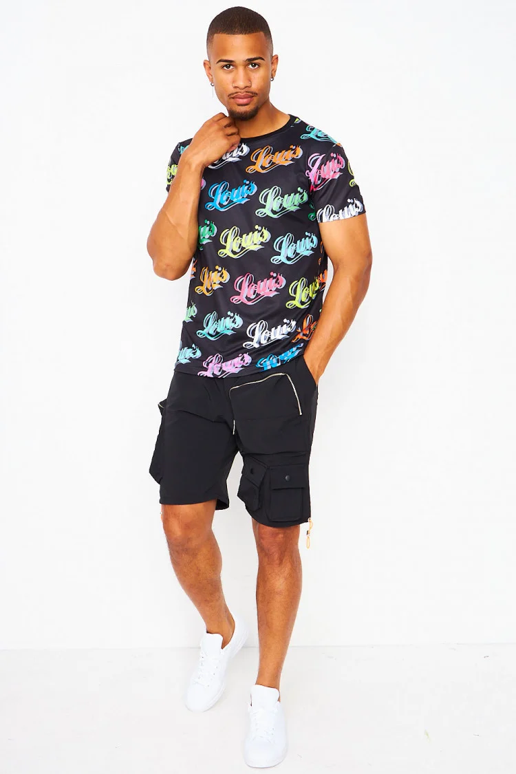 T-shirt noir imprimé pop art 