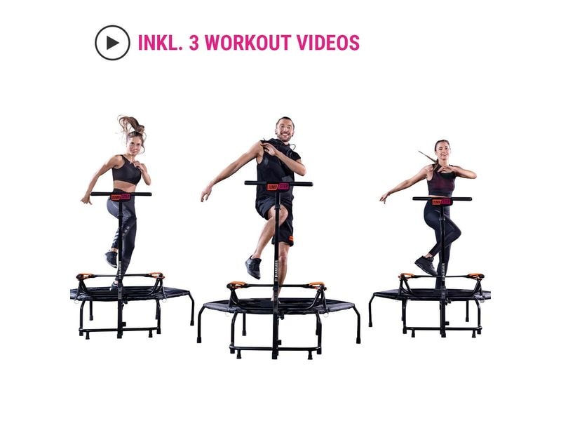 HAMMER Fitnesstrampolin JumpStep Pro mit Step-Board Fitness-Trampolin mit Transportrollen
