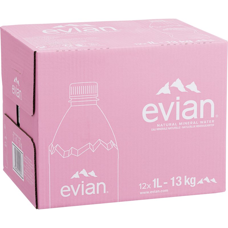 Eau minérale Evian 1 L - 12 bouteilles