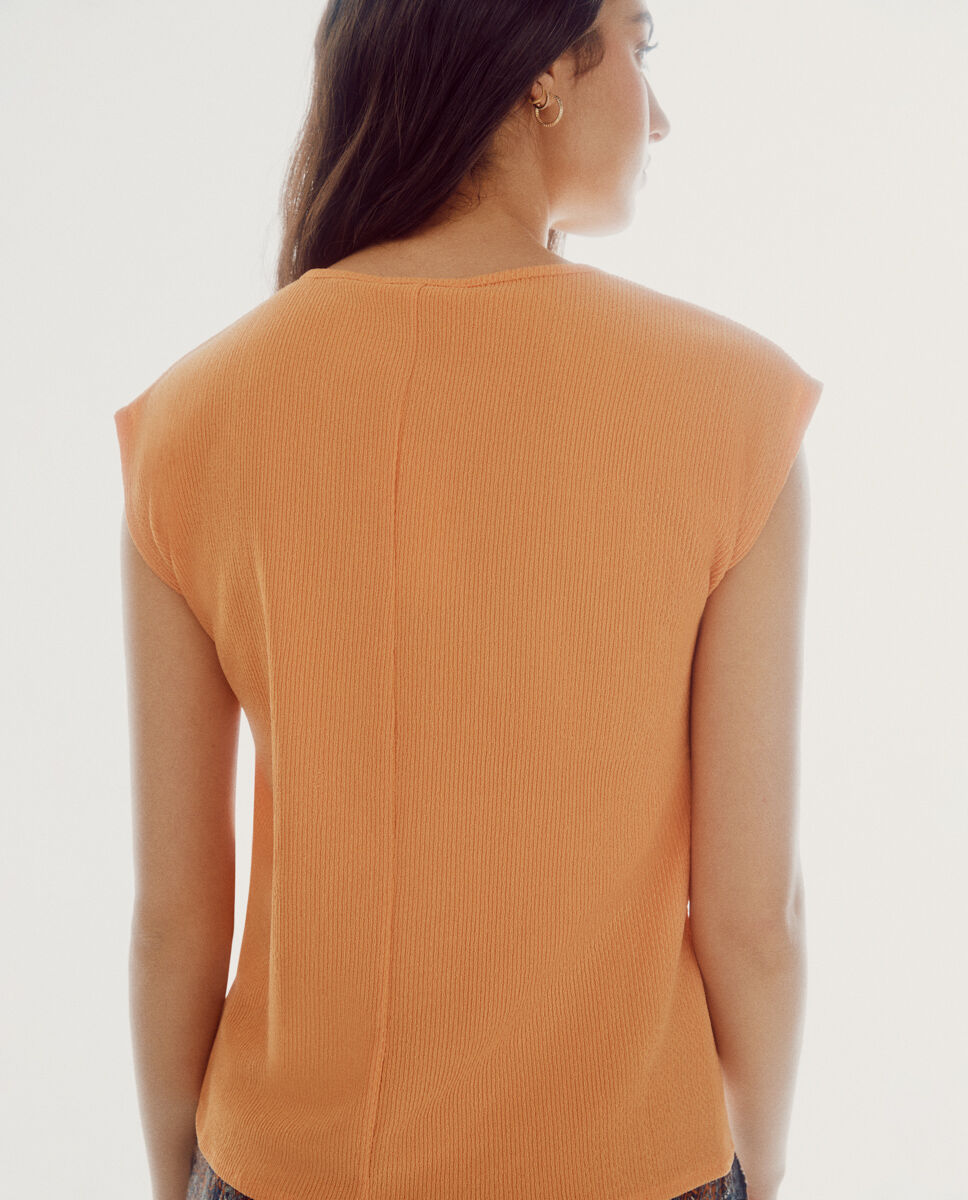 Camiseta franzida - Laranja