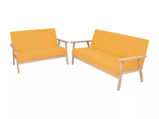 NETTLIFE Ensemble de canapé 2 pcs Tissu jaune