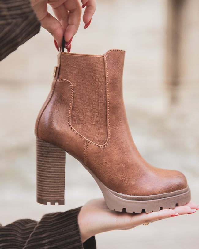 Bottines femme camel à talon - Aurélia