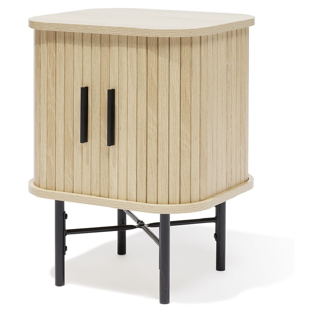 Chevet Grège bois naturel et noir - L40xP35xH52 cm