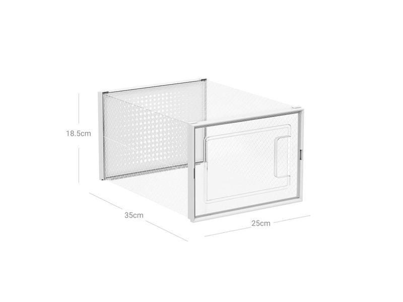 Songmics Schuhschrank Transparent/Weiss, 18er Set Stapelbare Schuhboxrn aus Kunststoff