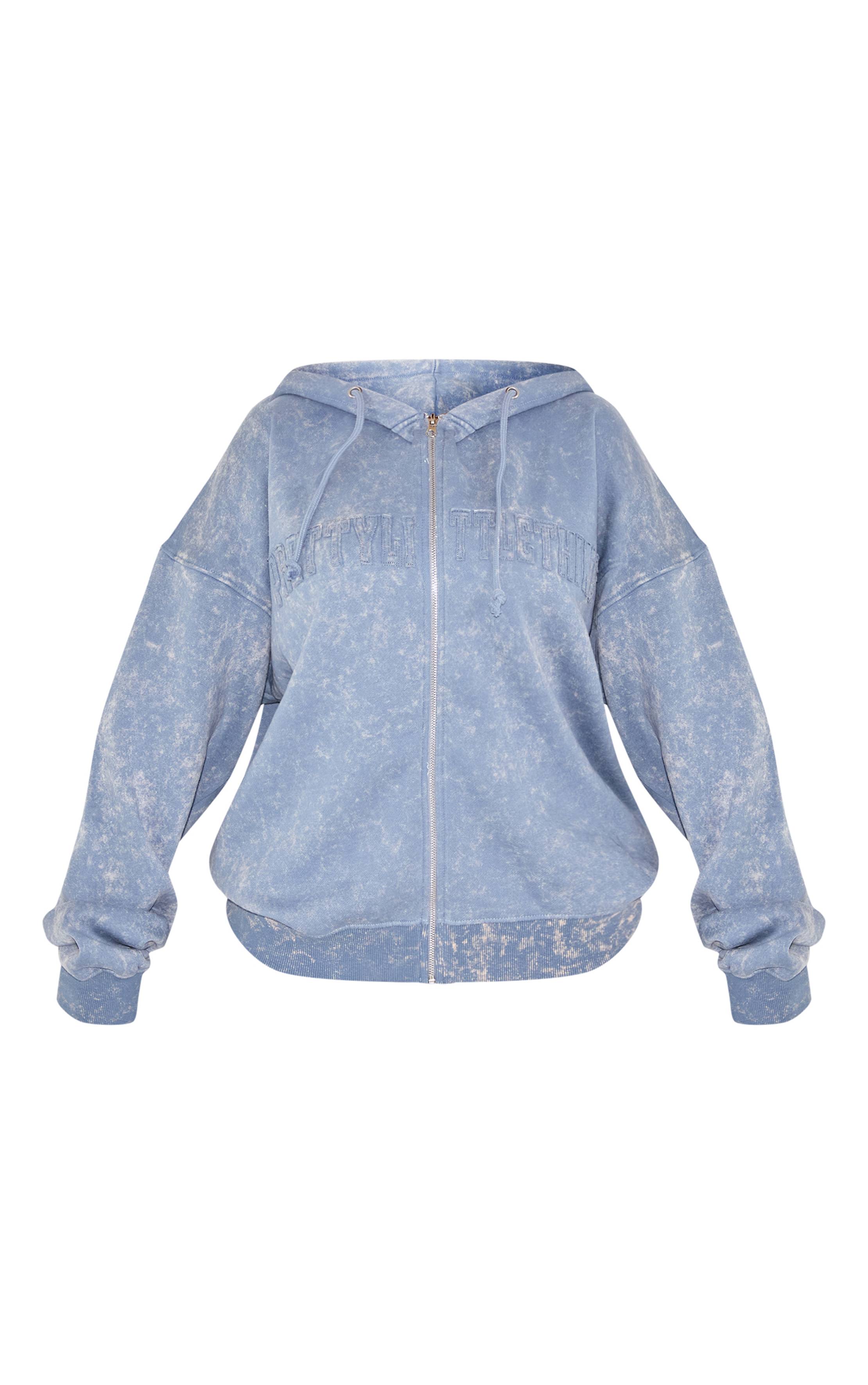 Prettylittlething Shape Sweat À Casynthétiqueche Zippé Brodé Effet Délavé