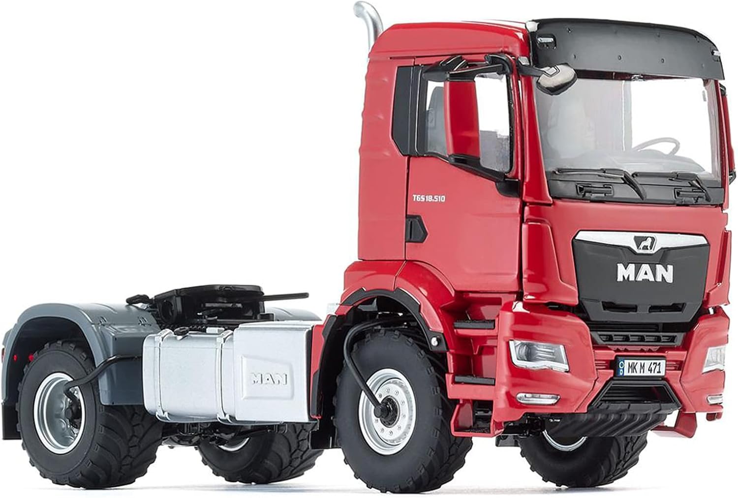WIKING 077653 MAN TGS 18.510 4x4 BL 2-Achs Zugmaschine, Modell-Lkw, 1:32, Metall/Kunststoff, Ab 14 Jahre, Viele Funktionen, Inkl. Reifendruck-Regelanlage, Schwenkbarer Kühlergrill, Rot