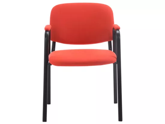 Lot de 4 Chaise de conférence - Tissu & Métal noir mat - Rouge - Ken Pro