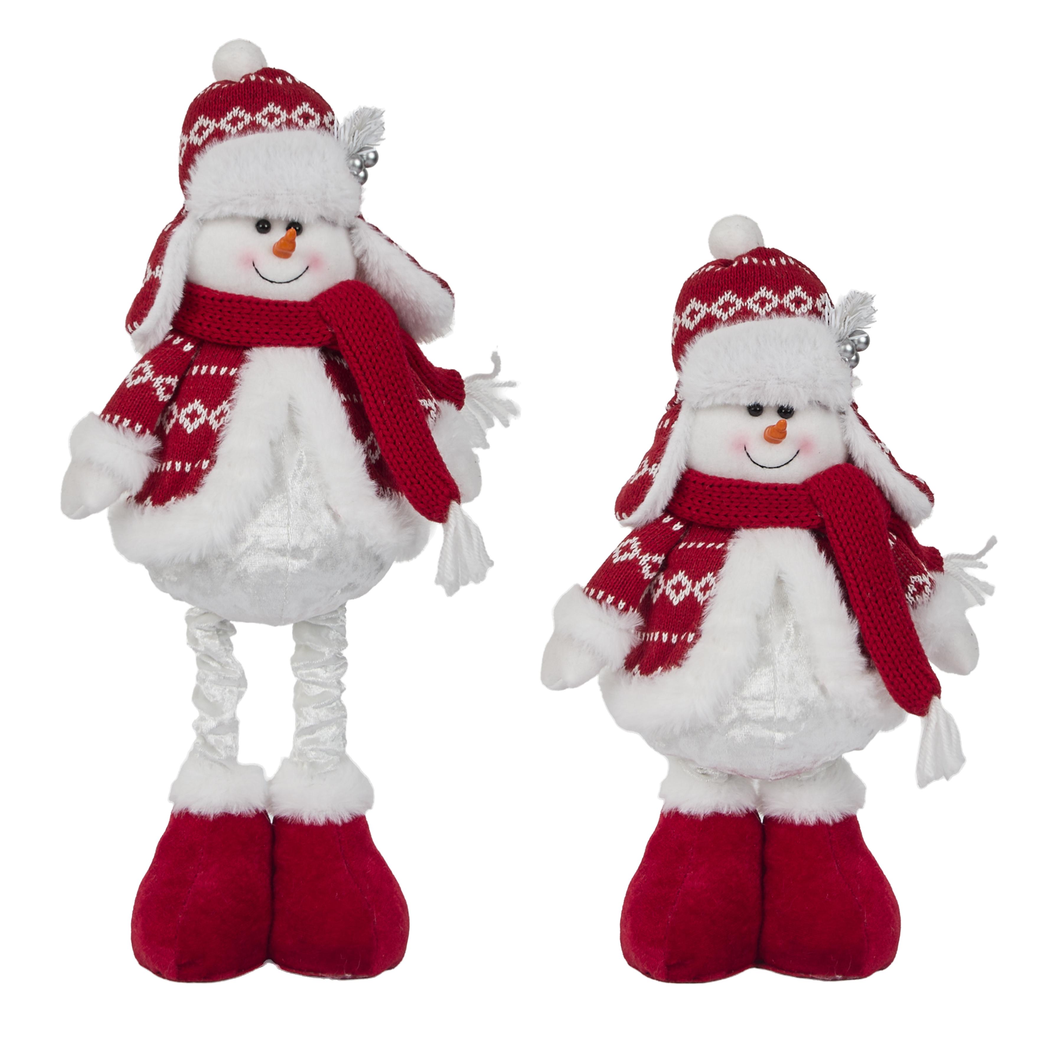 BONHOMME NEIGE JAMBES EXTENSIBLES ROUGE ET BLANC H.44 CM