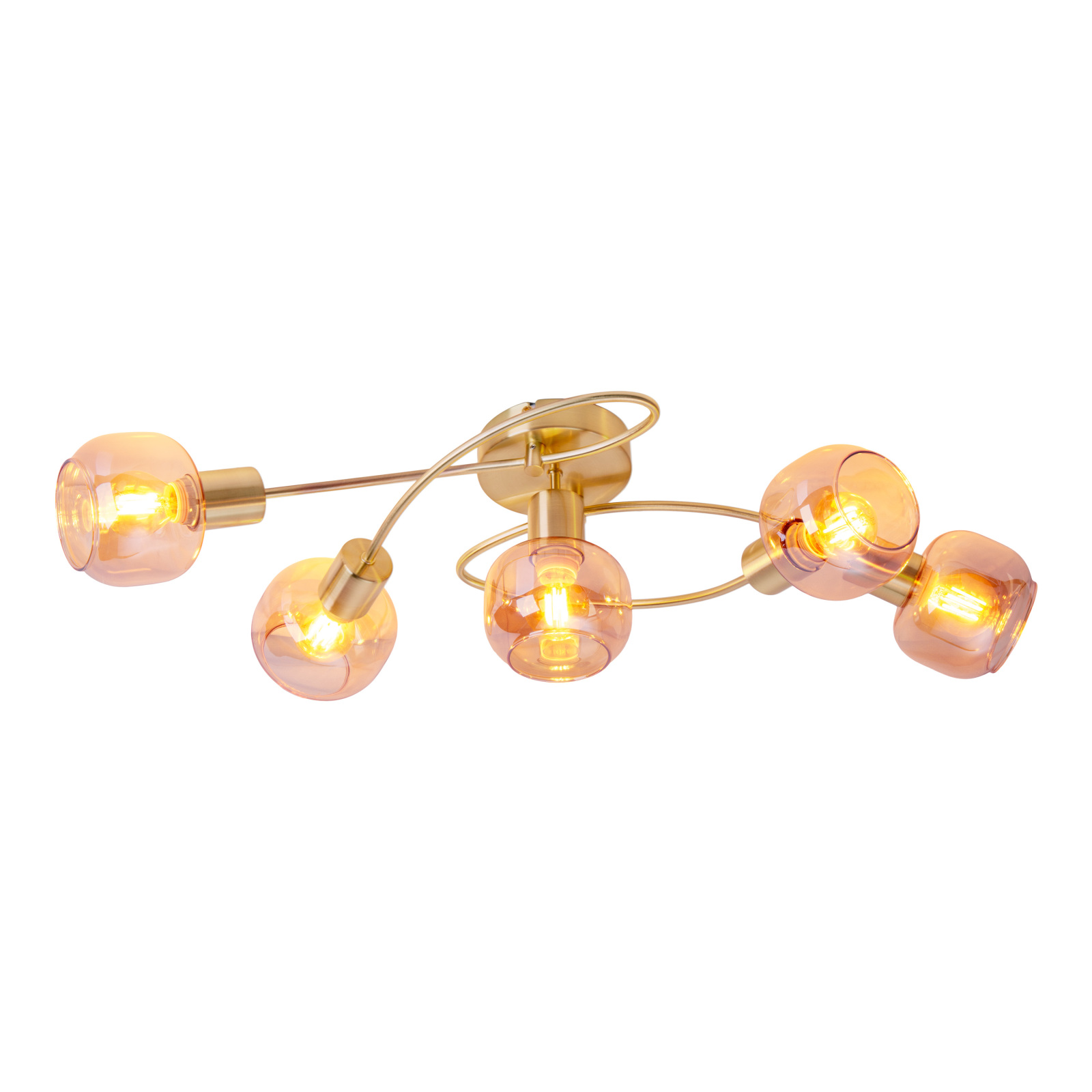 Deckenspot - goldfarben-amberfarben - 5-flammig