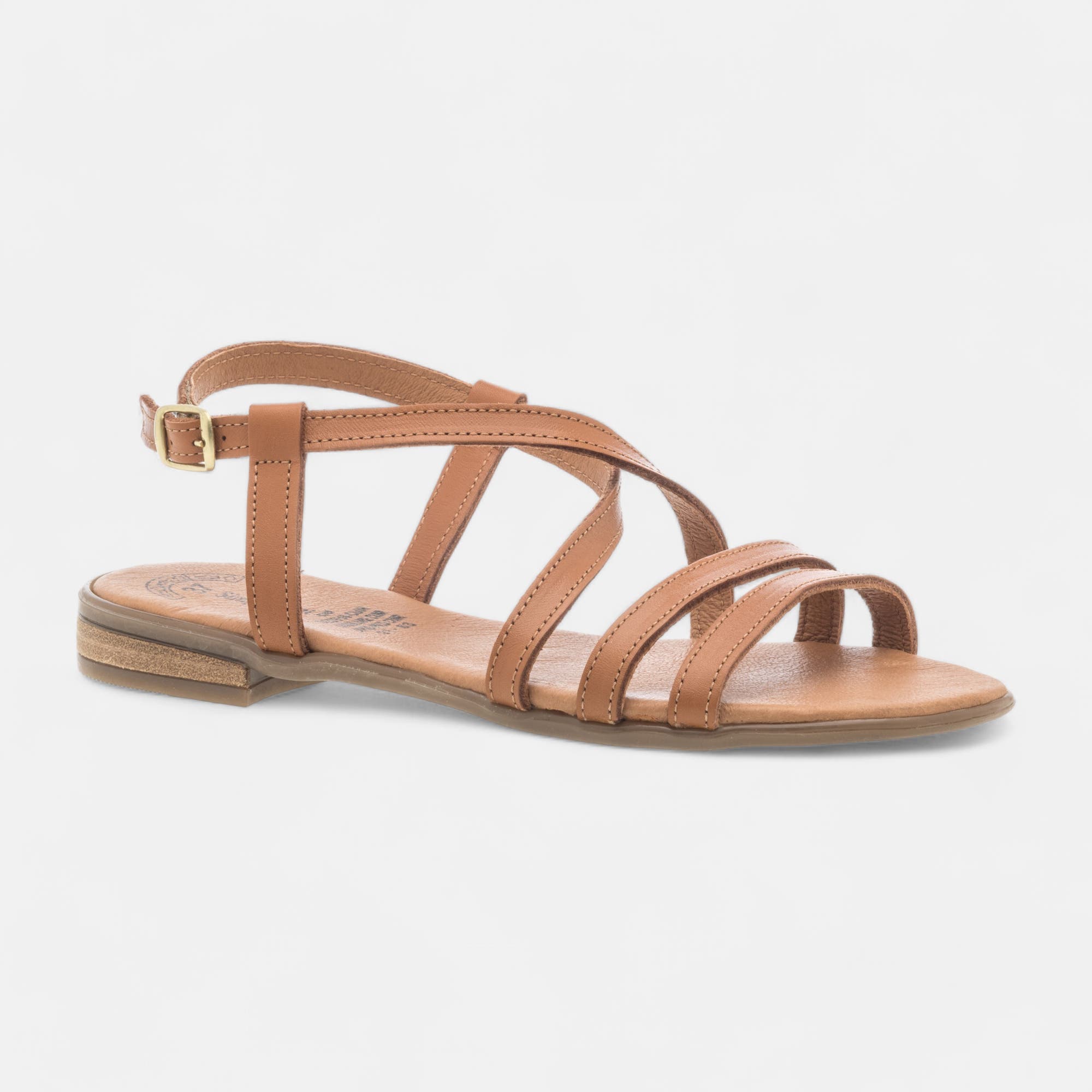 Nu-pieds Femme en cuir cognac
