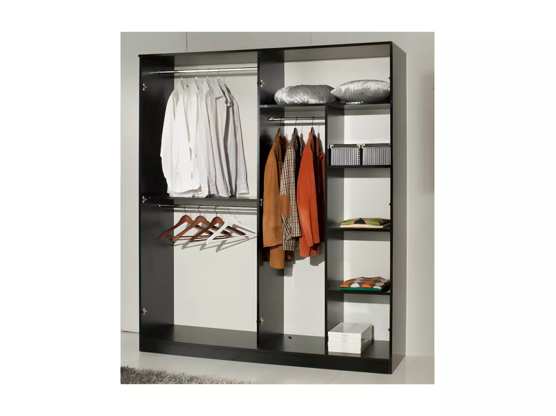 Chambre Complète 160x200 Laqué Noir Brillant - AREZZO