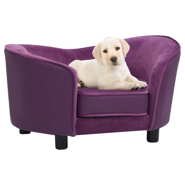 Sofá para Cães 69x49x40 cm Pelúcia e Couro Artificial Bordô - 171035