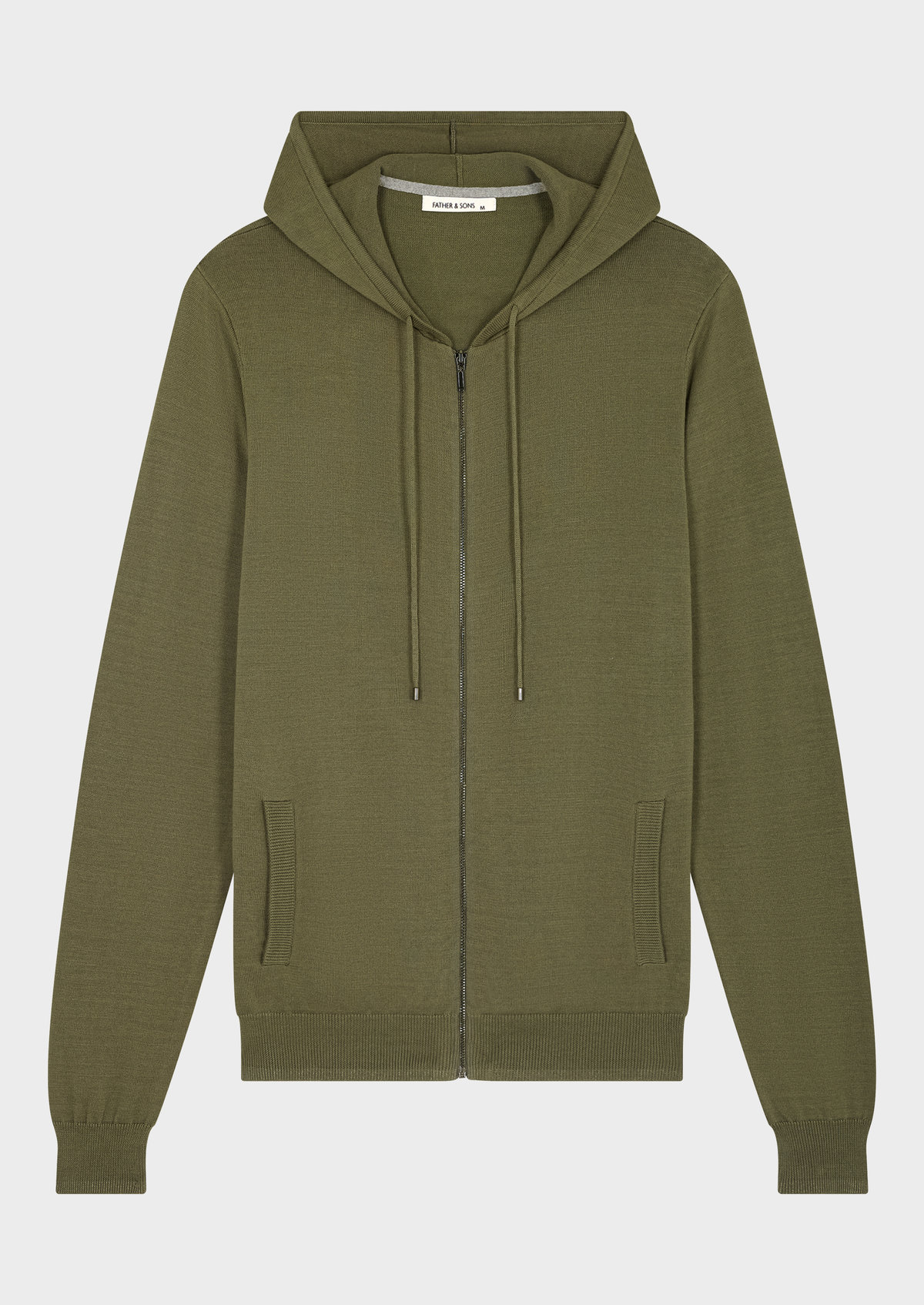Gilet à capuche zippé en coton uni kaki