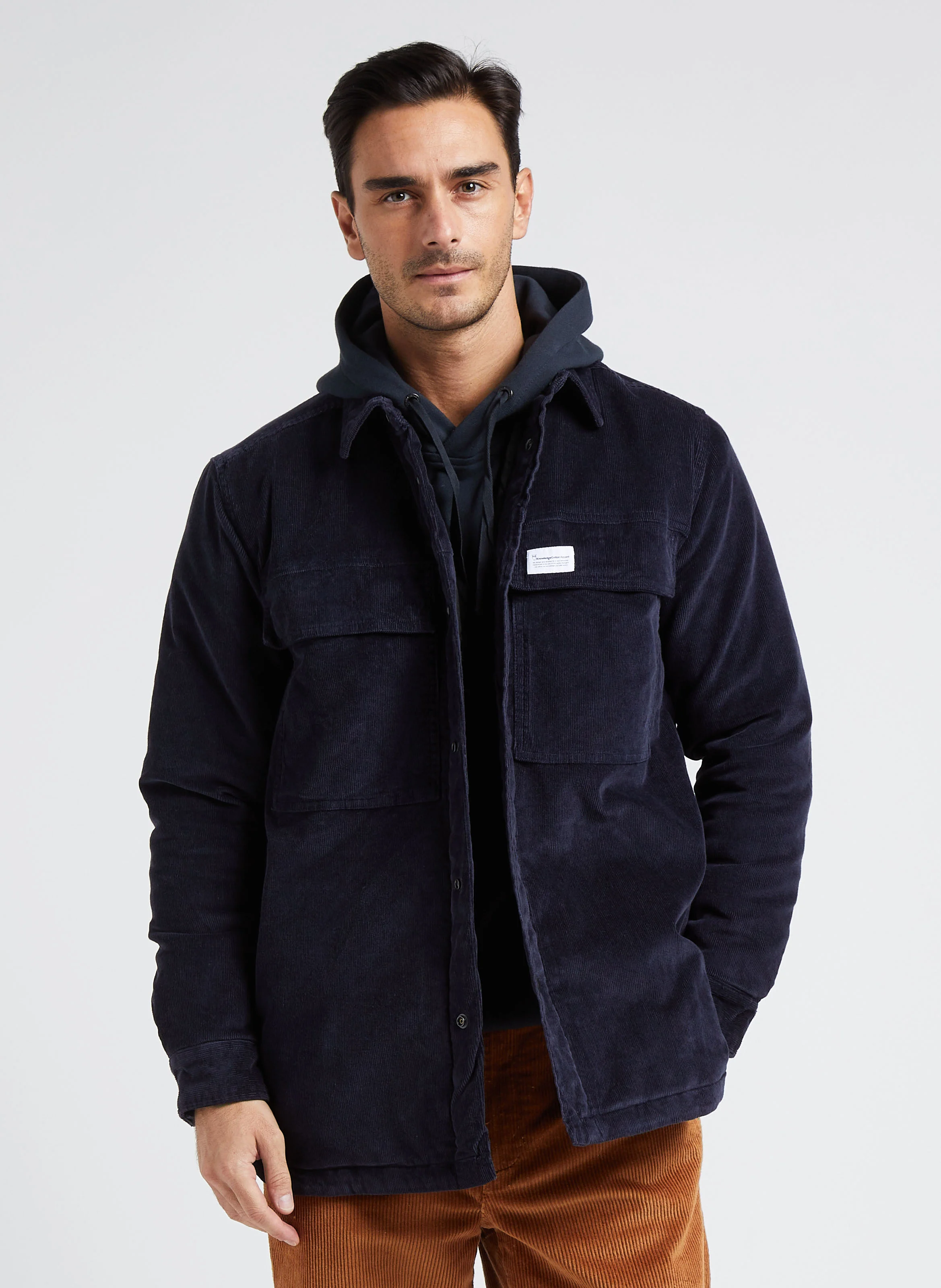 Veste col classique en coton bio mélangé | Bleu
