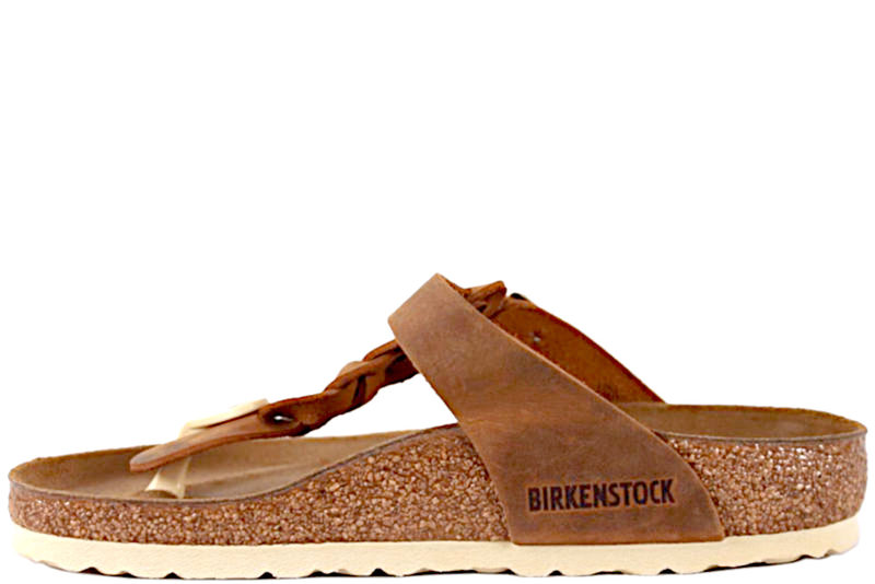 BIRKENSTOCK GIZEH BRUN SLIPPERS I OLIERET SKIND