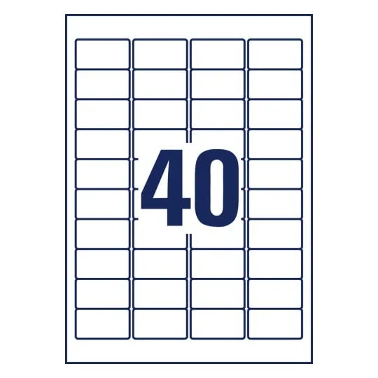 Adresseetiketter Avery 45,7x25,4 mm, hvid - (100 ark x 40 stk.)
