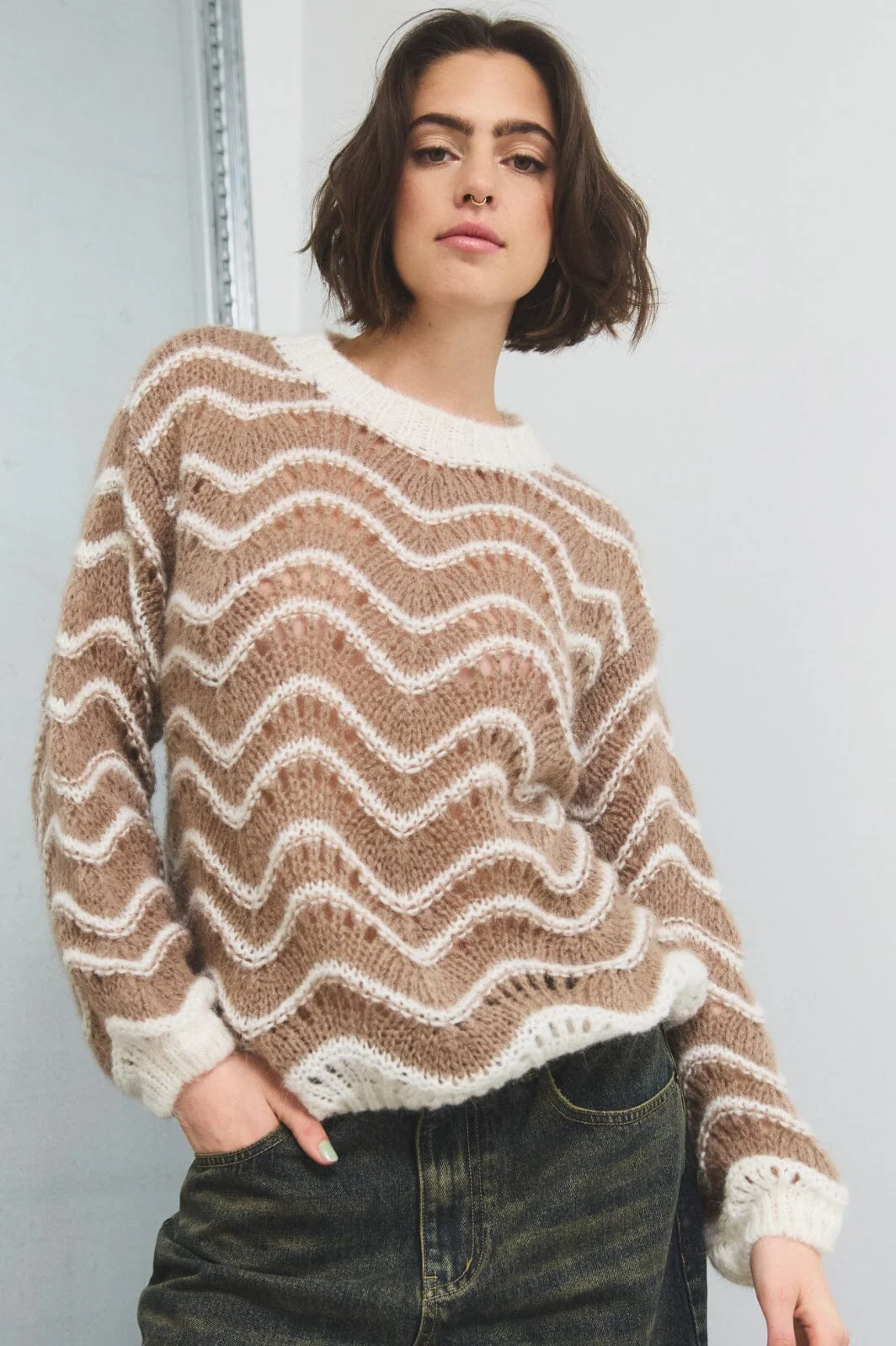 Noella Panama Knit Jumper 1204 soli brown