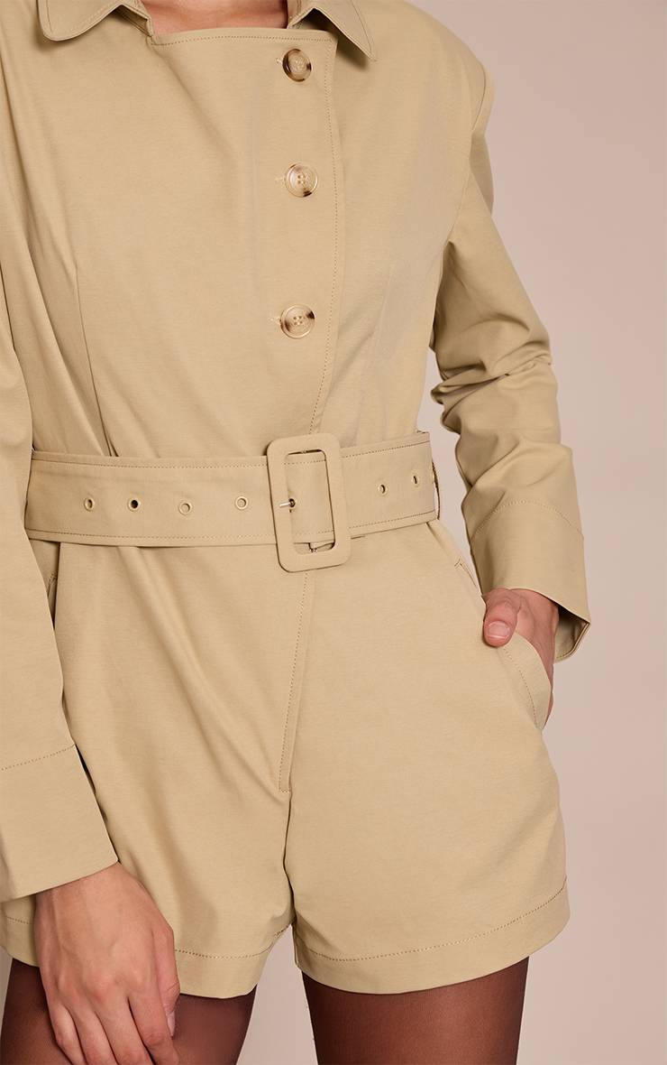 Gris Pierre Combinaison-short Ceinture Détail Trench