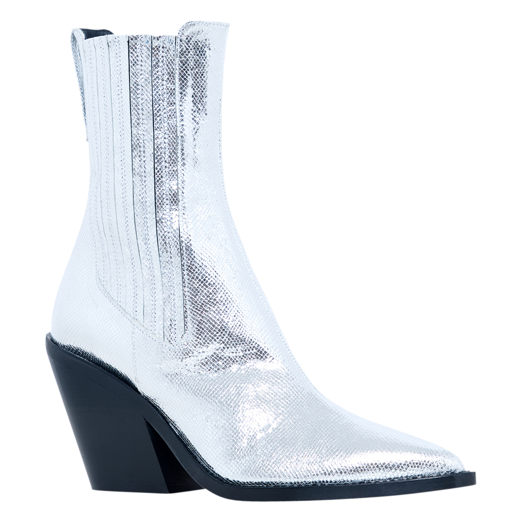 MAZOLAF - Bottines à talons en cuir métallisé| Noir