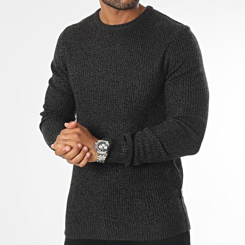 Pull Twist Striped Noir Chiné