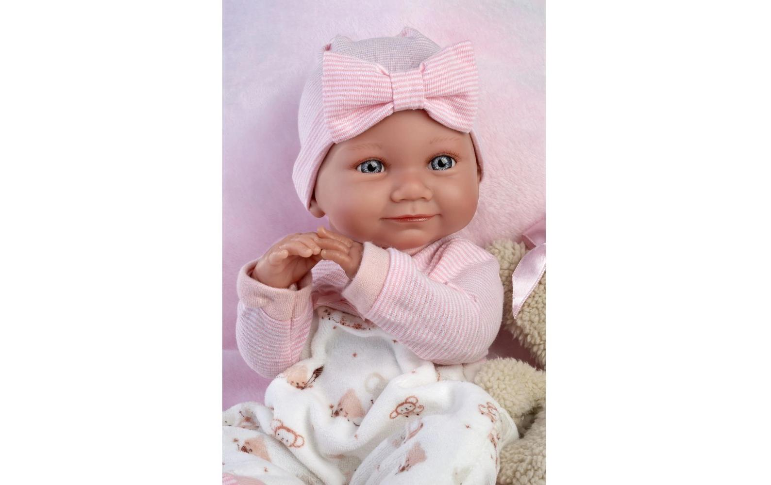 Babypuppe Nica mit Kissen Rosa 40 cmNew Born Puppe mit weichem Stoffkörper