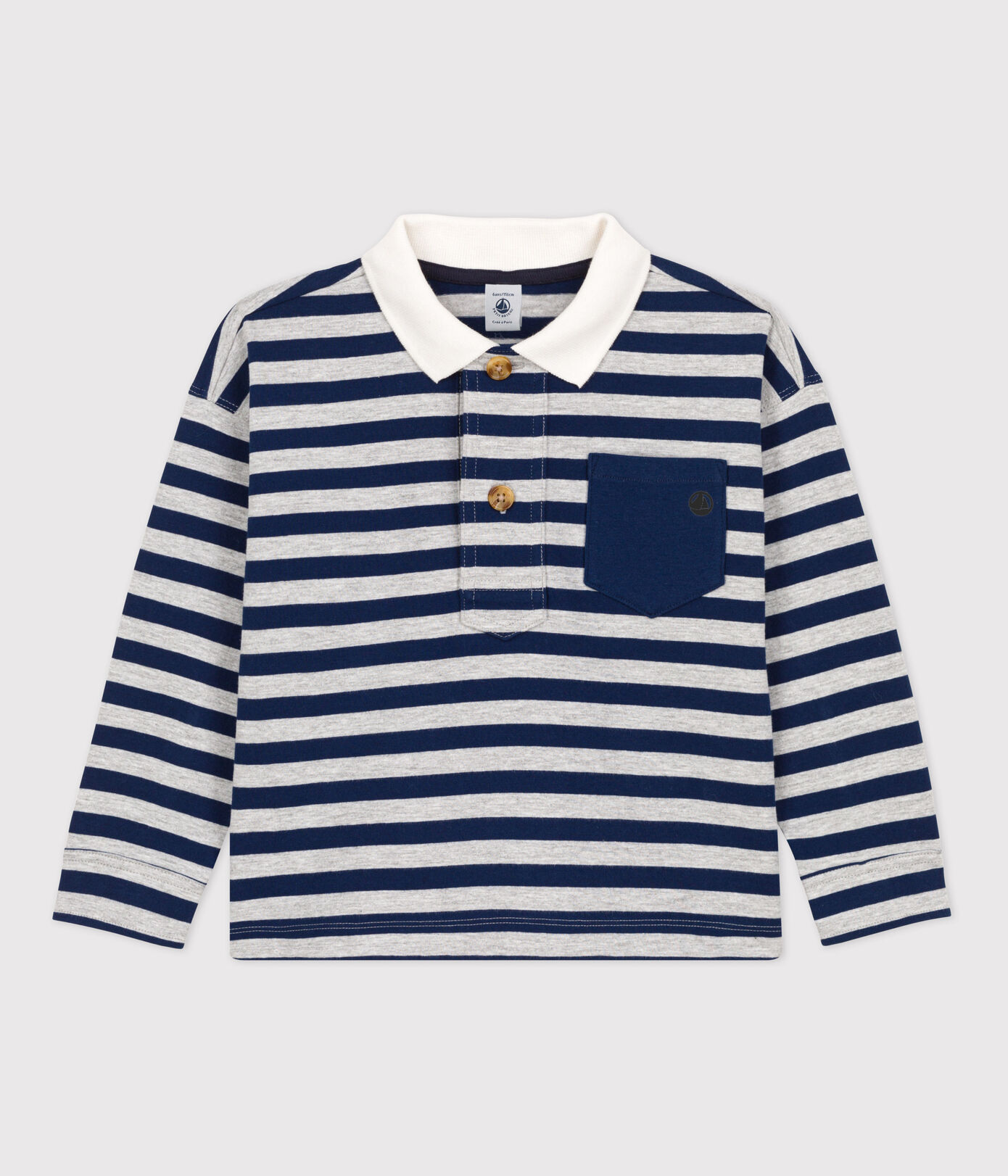 Polo rayé manches longues en coton enfant garçon