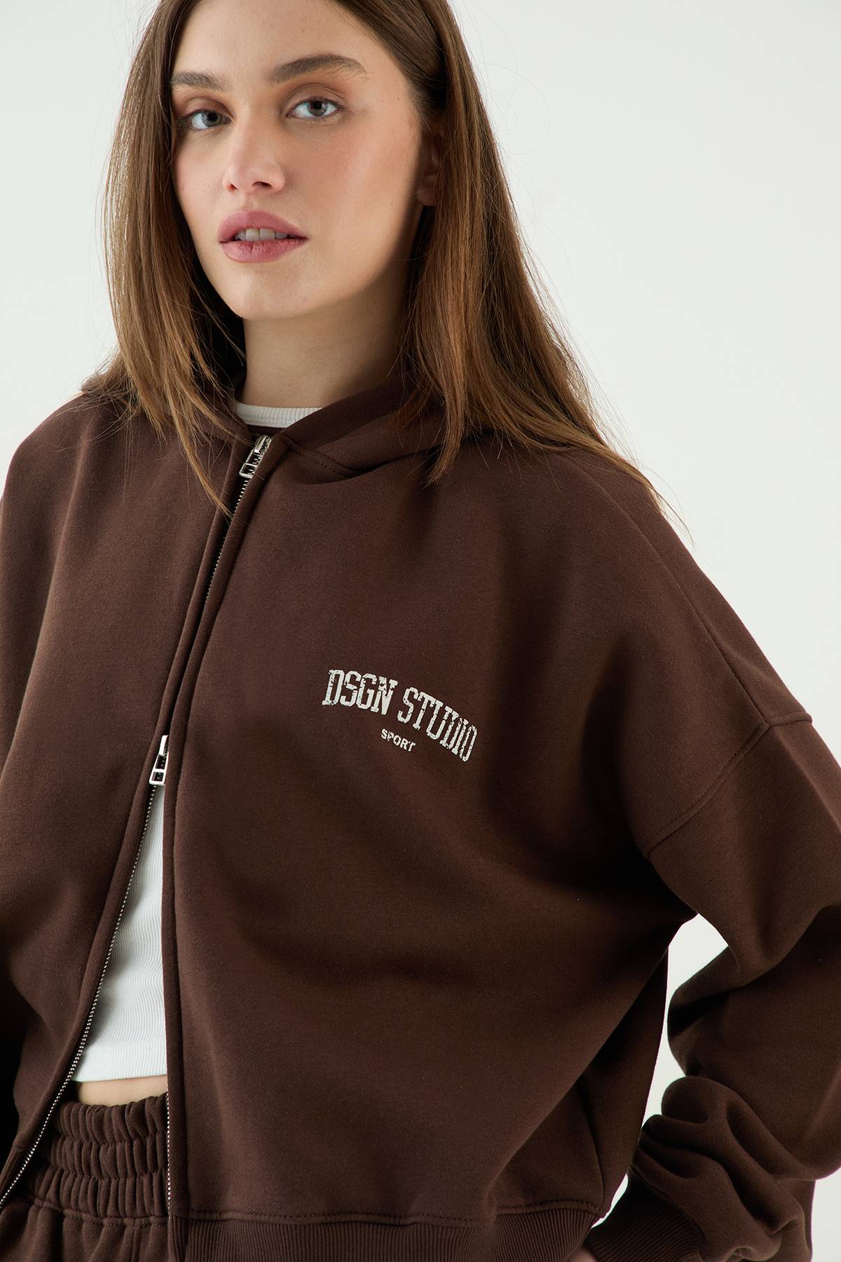 Sweat À Casynthétiqueche Zippé Oversize Imprimé Collegiate Dsgn Studio