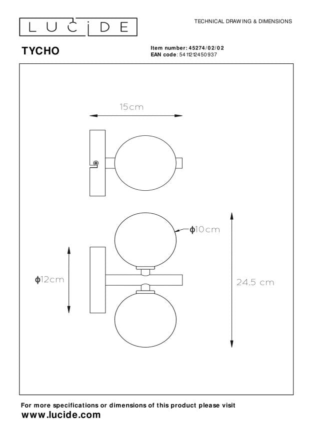 Lucide TYCHO Wandlamp - Mat Goud | Messing