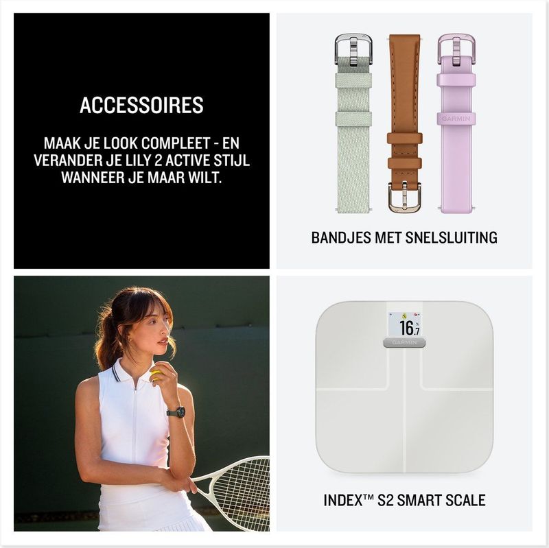 Garmin - Lily 2 Active - Smartwatch - Jasper Green - Siliconen Bandje