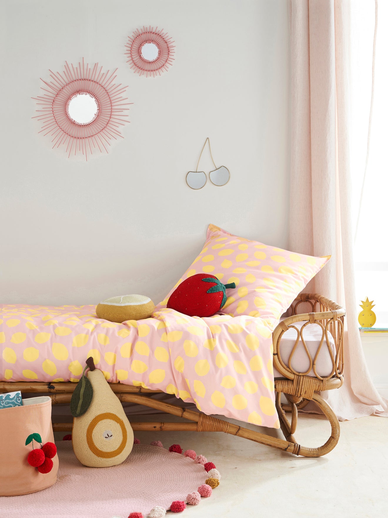 Tapis rond pompons en coton