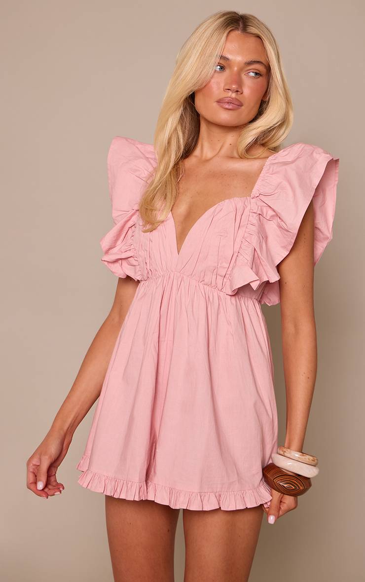 Rose Bébé Combi-short Bouffant Aspect Lin