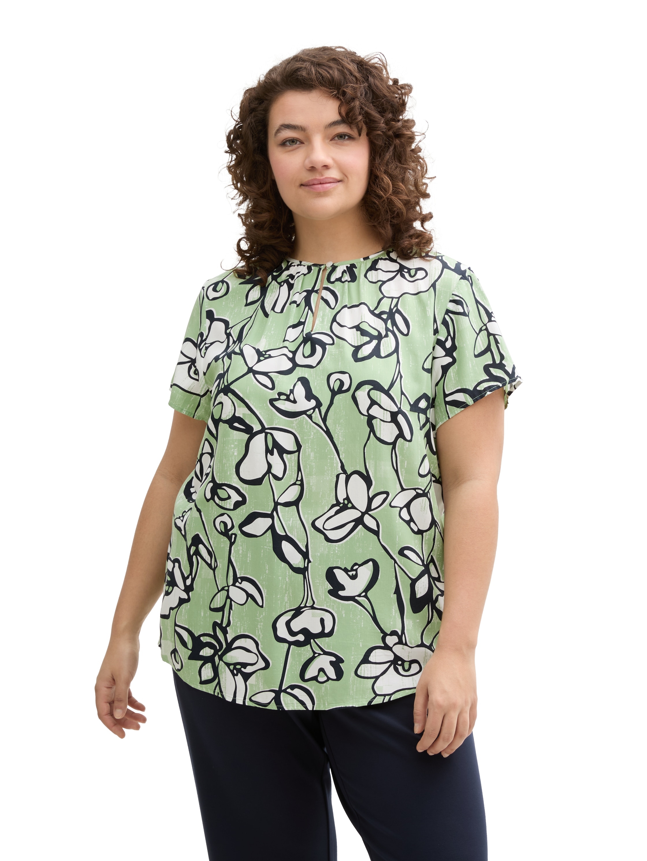 TOM TAILOR PLUS Kurzarmbluse , mit All-Over Print