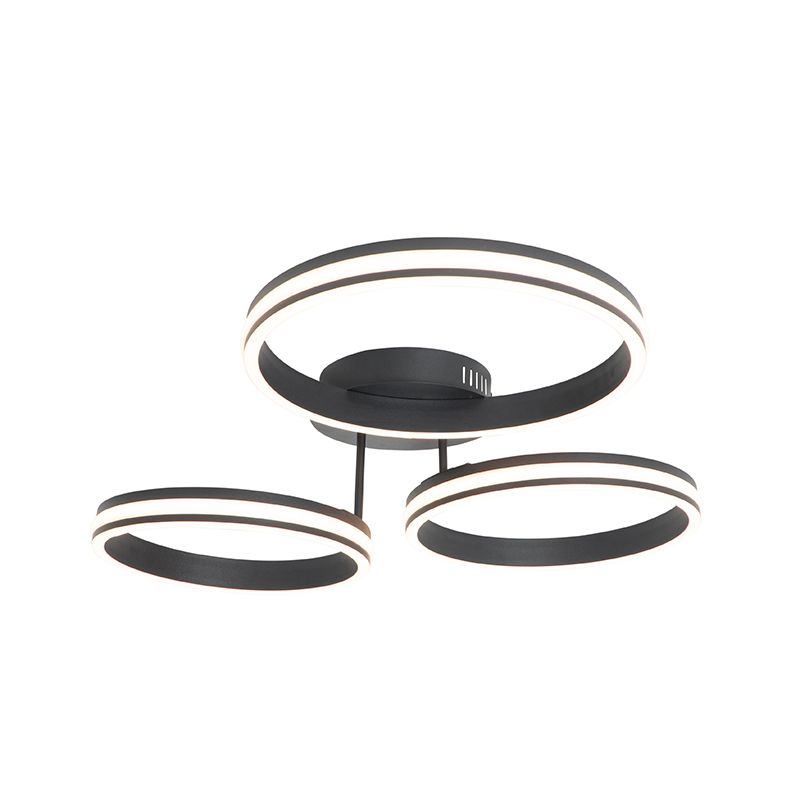 Plafondlamp zwart incl. LED 3-staps dimbaar 3-lichts - Navara