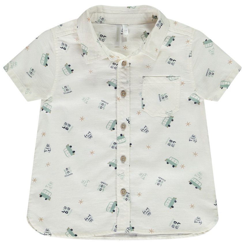 Chemise manches courtes imprimé london pour bébé garçon - Ecru