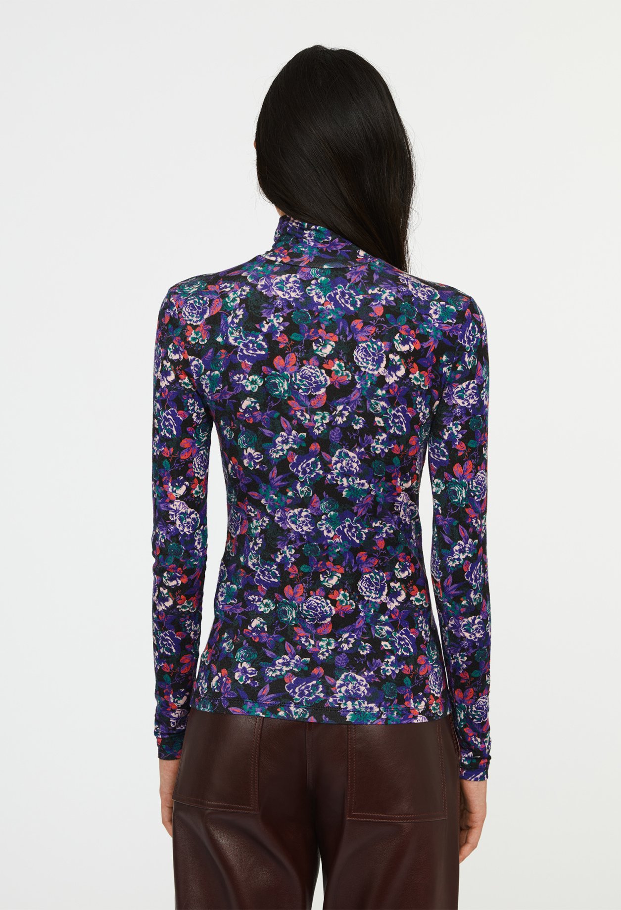 Pull col roule imprimes floral