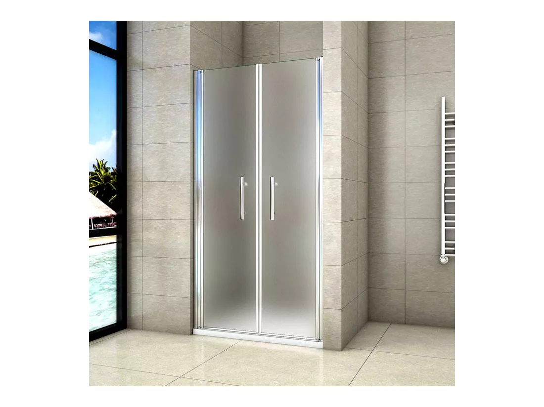 Porte de douche battante 100x185cm porte de douche en verre satiné avec anti-déflagrant et anticalcaire