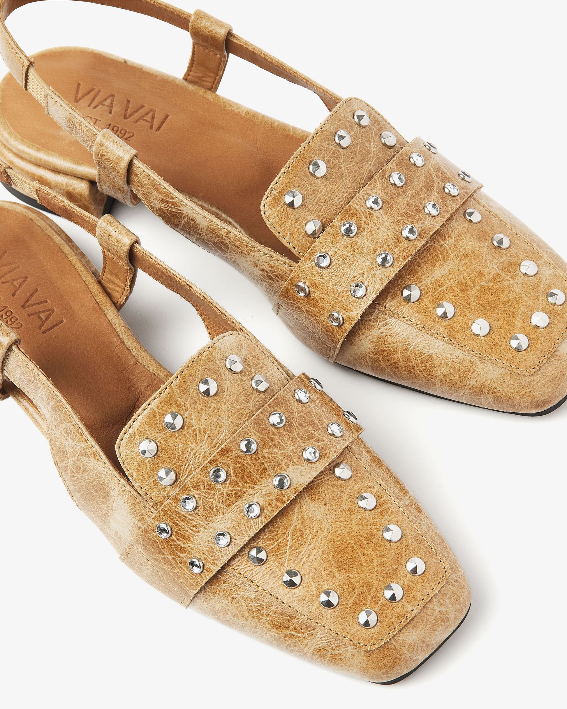 VIA VAI cognac slingbacks Julie Damian