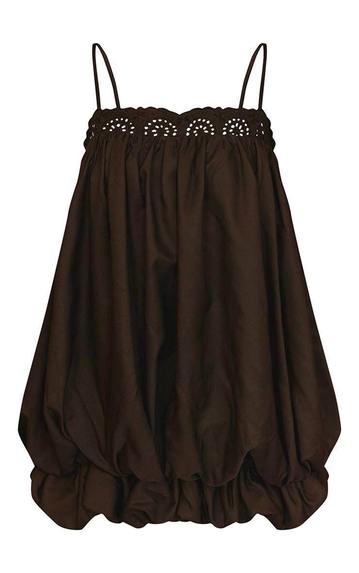 Noir Robe Bouffante À Détail Broderie