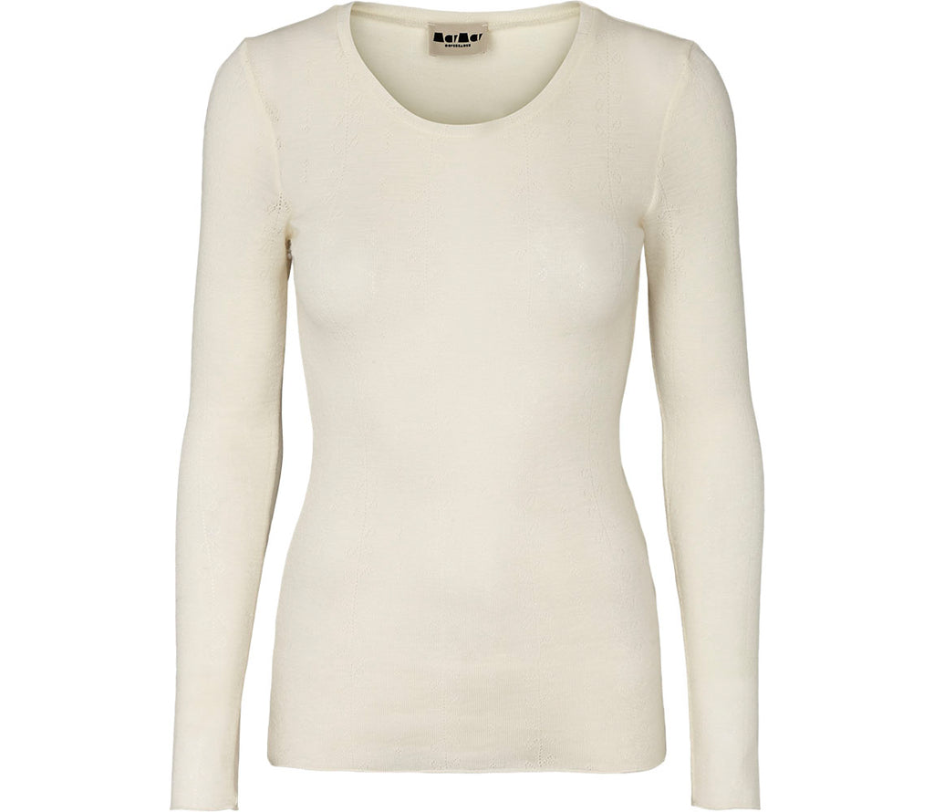 Tamra W, Uld Pointelle T-shirt - Natural