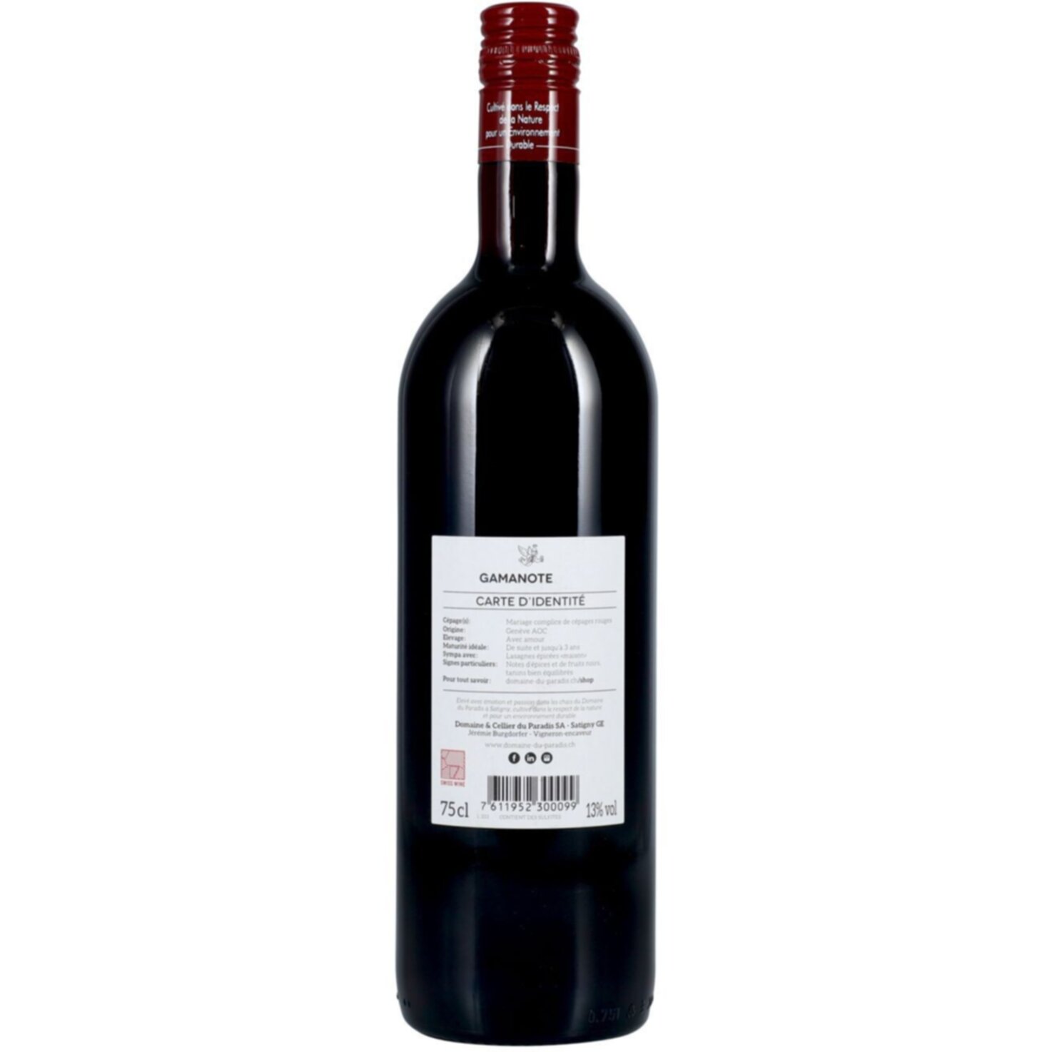 Genève AOC Gamanote Noire Domaine du Paradis -75cl