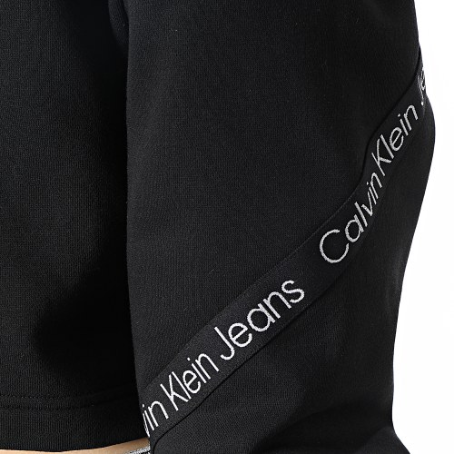 Sweat Crewneck Crop A Bandes Femme 0693 Noir