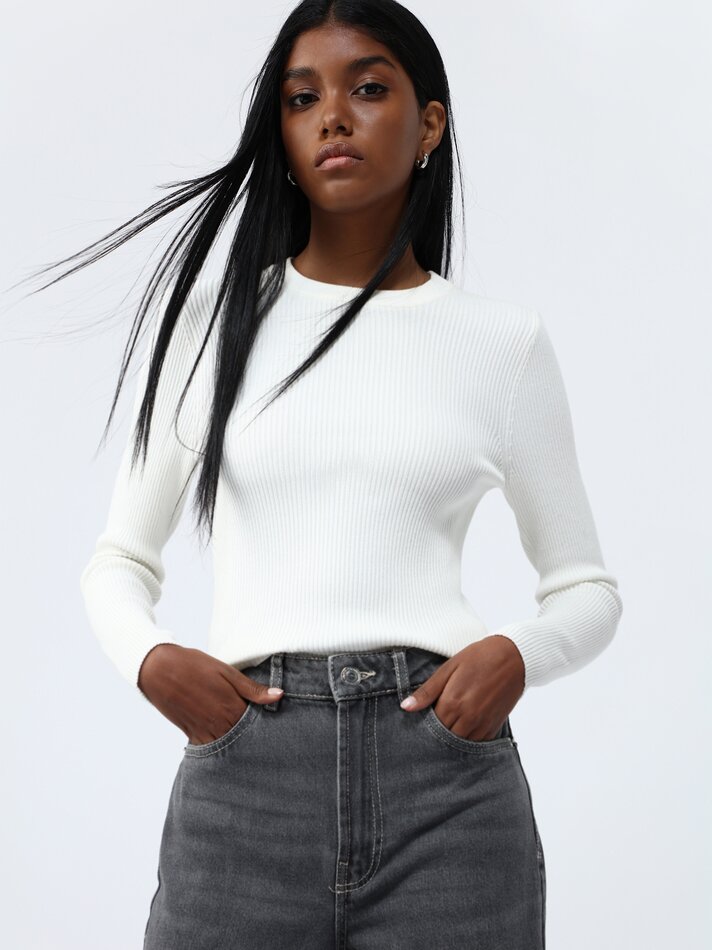 Calça jeans estilo Mom Fit - Cinza Azulado