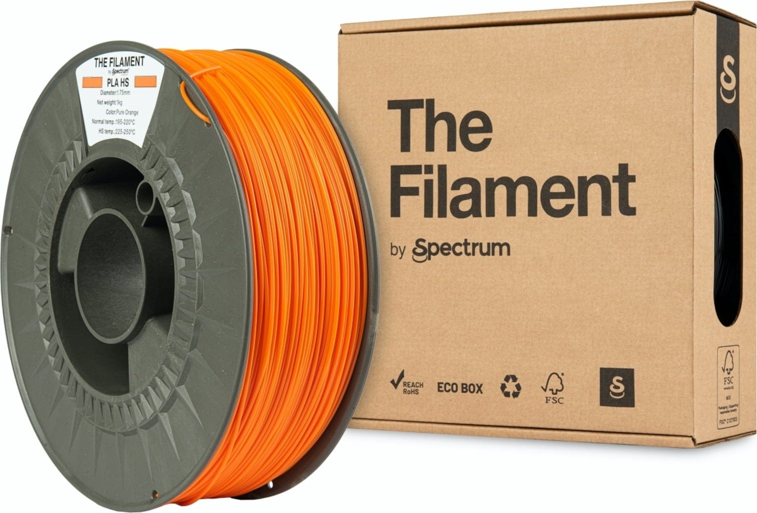The Filament  PLA HS Pure Orange, 1,75 mm / 1000 g    Kosteneffizientes PLA für hohe Geschwindigkeiten in Pure Orange