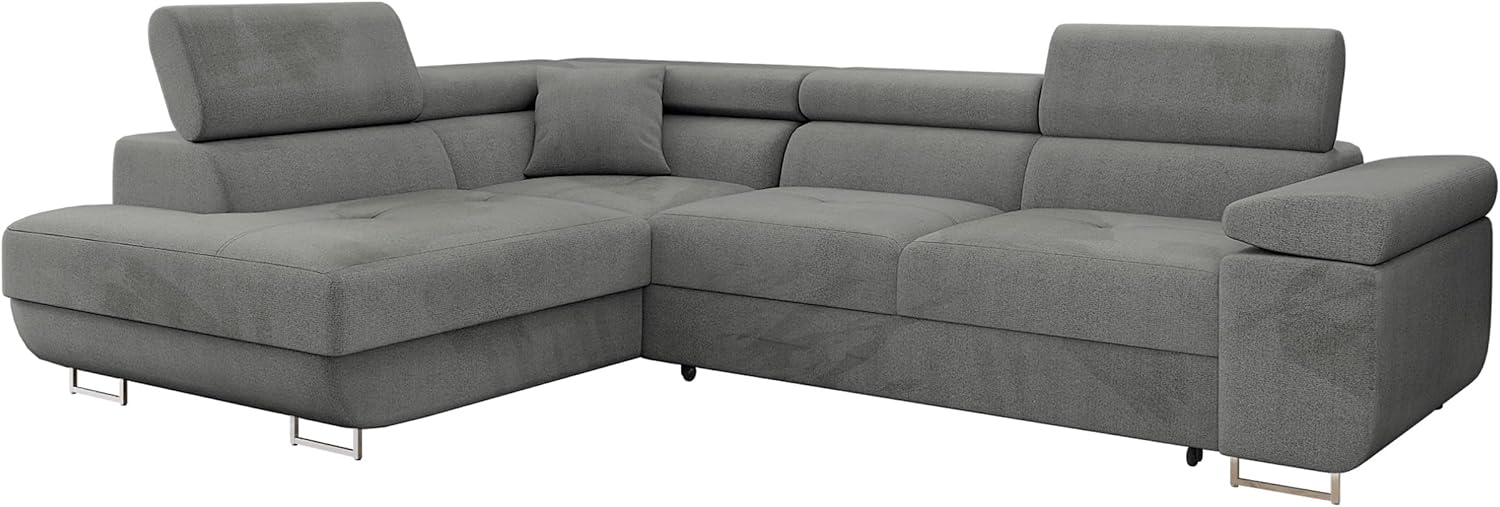 Mirjan24 Ecksofa Torezio mit Bettkasten, Einstellbare Kopfstützen, Sofa mit Schlaffunktion, Eckcouch für Wohnzimmer, Polsterecke, L-Form Couch mit Bettfunktion (Manila 16, Seite: Links)