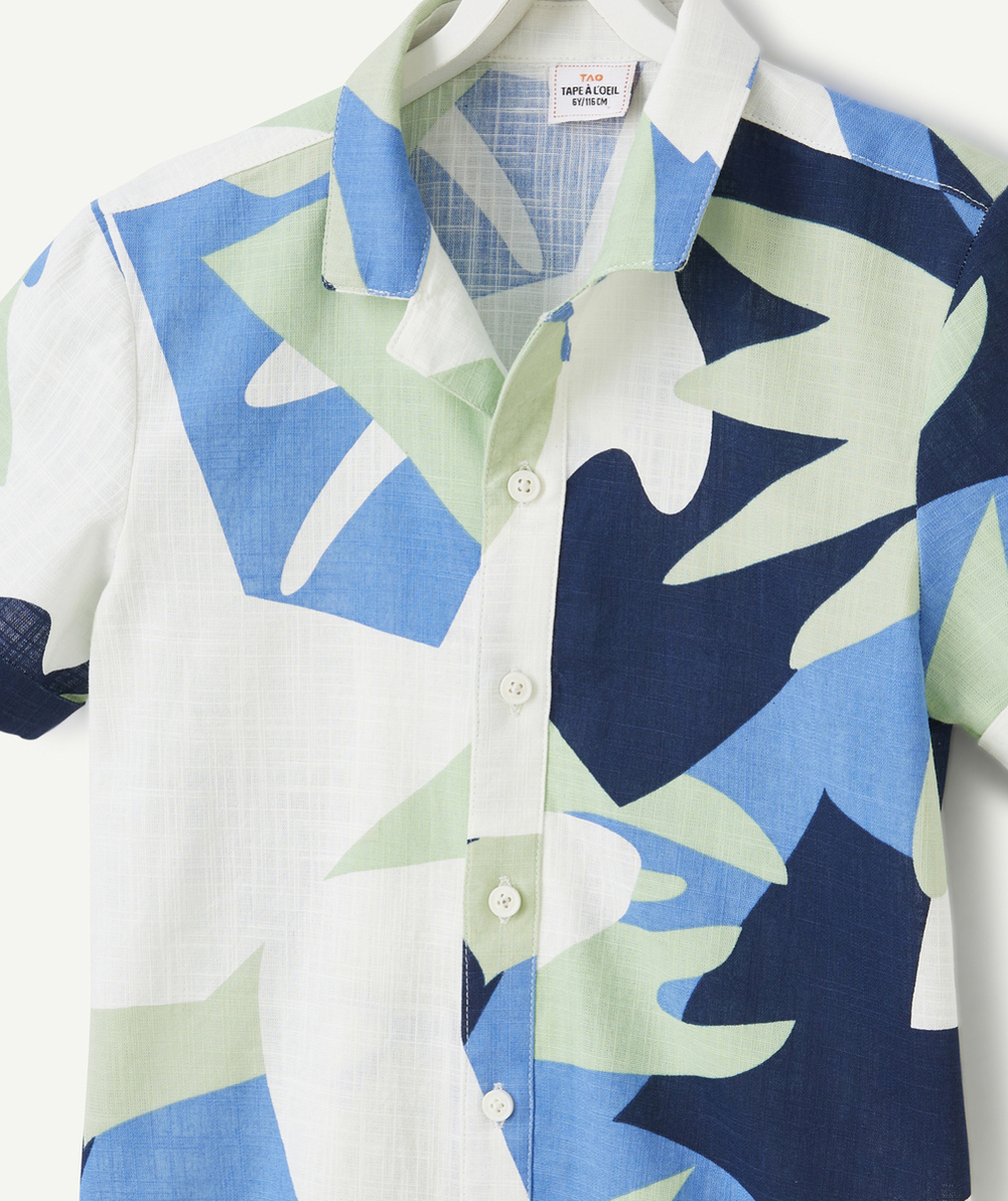 chemise manches courtes garçon en coton biologique thème hawaï