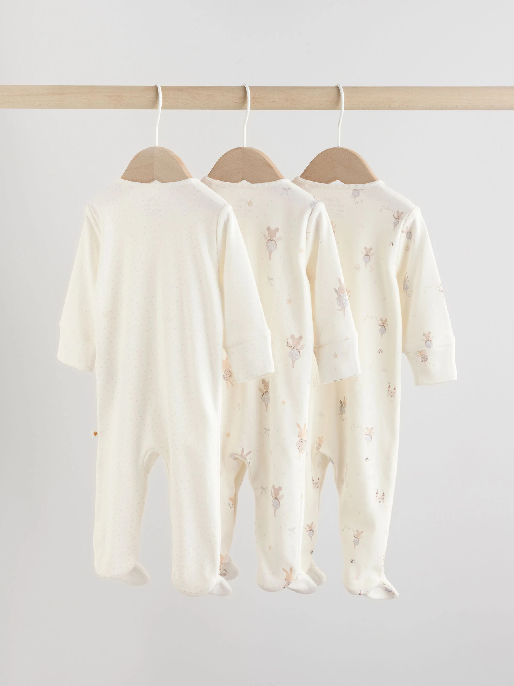 Ecru Fairy Mouse - Set van 3 babypyjama's (0-2jr)