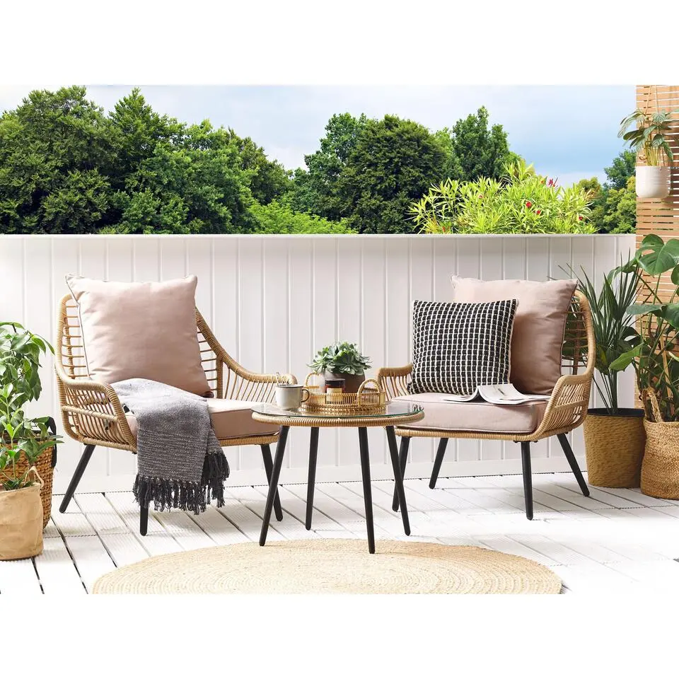 LAURETO - Bistroset voor 2 - Natuurlijk - PE rotan