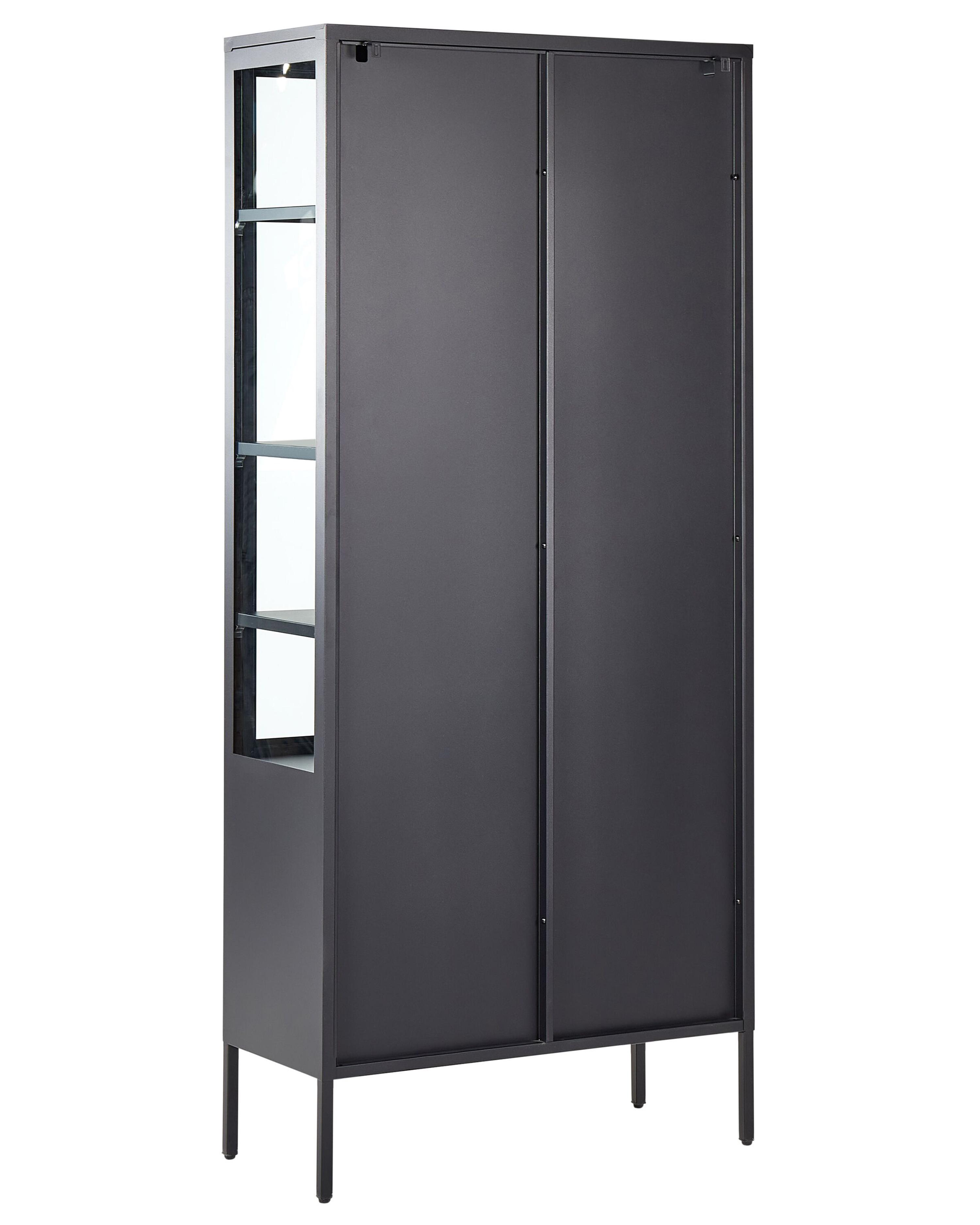 Glazen vitrinekast OXTED Metaal 80 cm Zwart