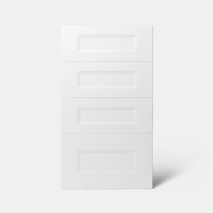Façade de cuisine 3 tiroirs et 1 casserolier Artemisia blanc mat l. 40 cm x H. 72 cm GoodHome
